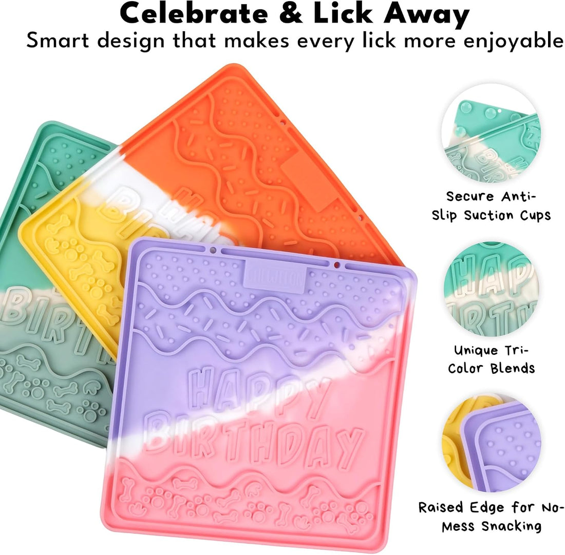 CHEWFFON Dog & Cat Lick Mat, Birthday Silicone Licky Pad