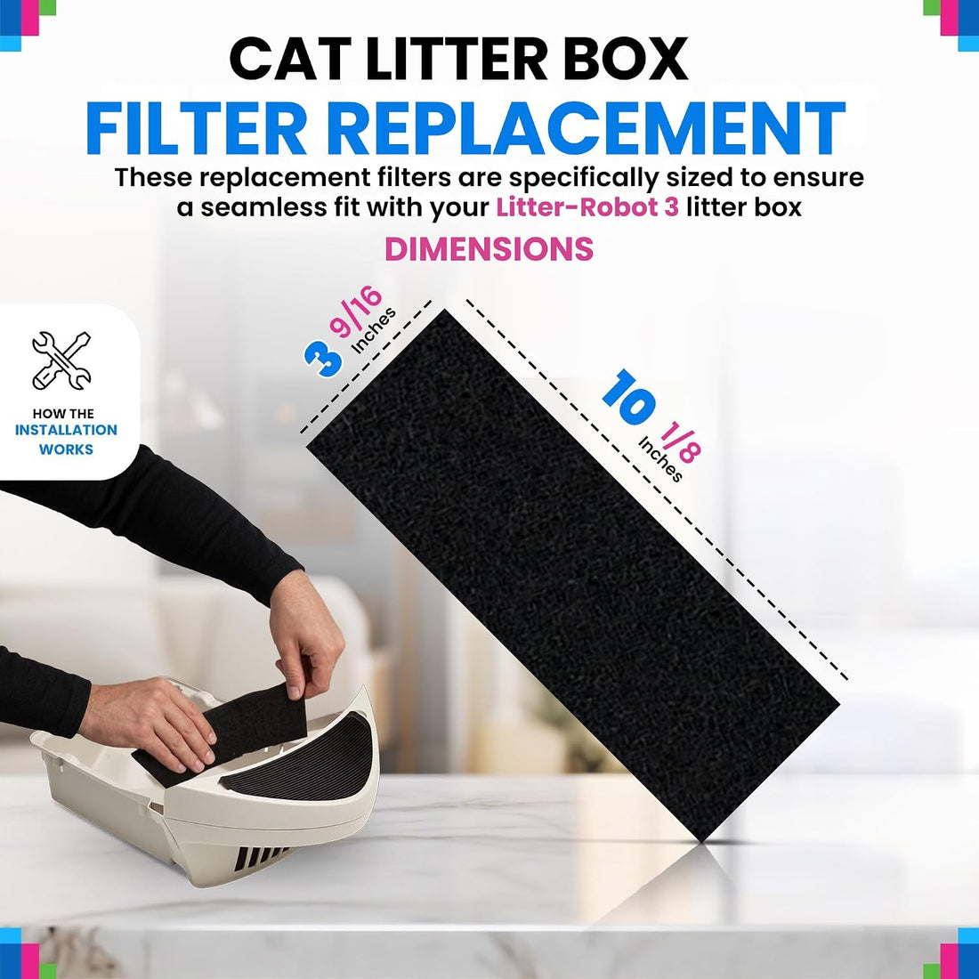Bagean Litter Box Carbon Filter Compatible with Litter Robot 3 Filter