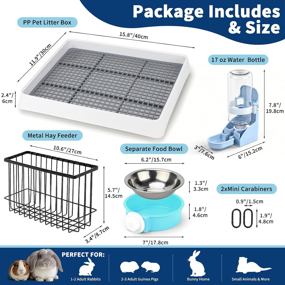 FHTONGE 4 in 1 Guinea Pig Litter Box with Feeder Combo Set for Cage