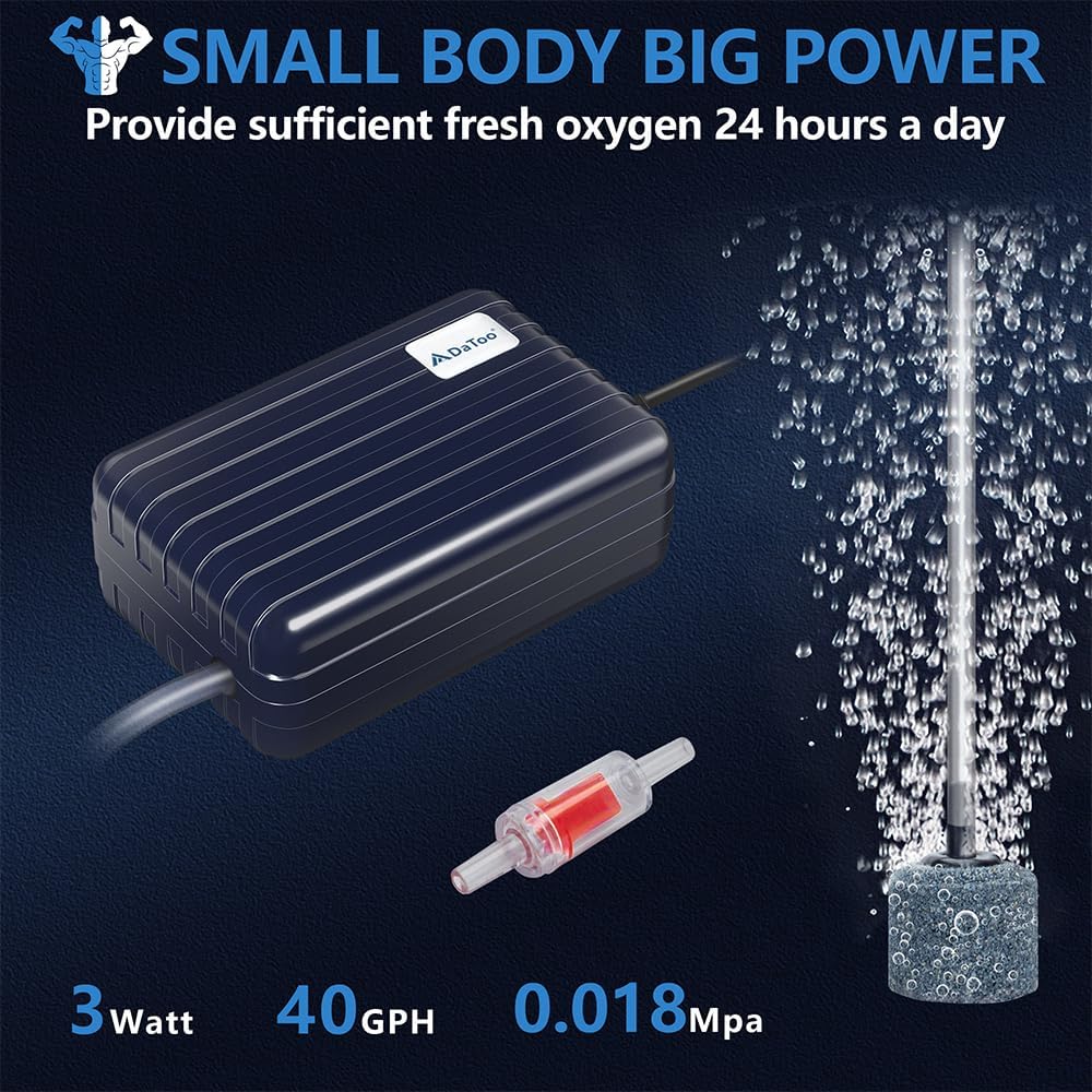 DaToo Aquarium Air Pump Compact Fish Tank Air Pump Quiet Aquarium