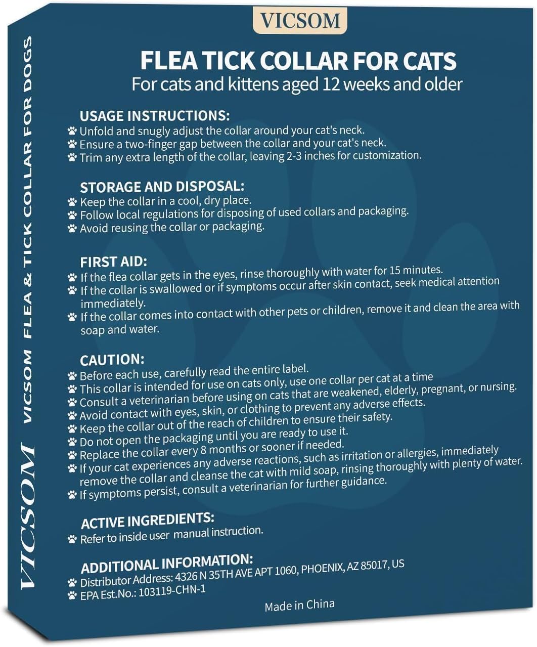 VICSOM Flea Collar for Cats, Flea and Tick Prevention for Cats, 4 Pack