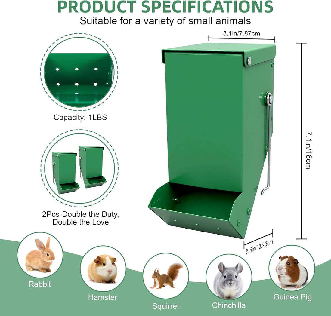 2 Packs Hay Feeder Rabbit, Metal Small Animal Feeder with Lid & Mesh