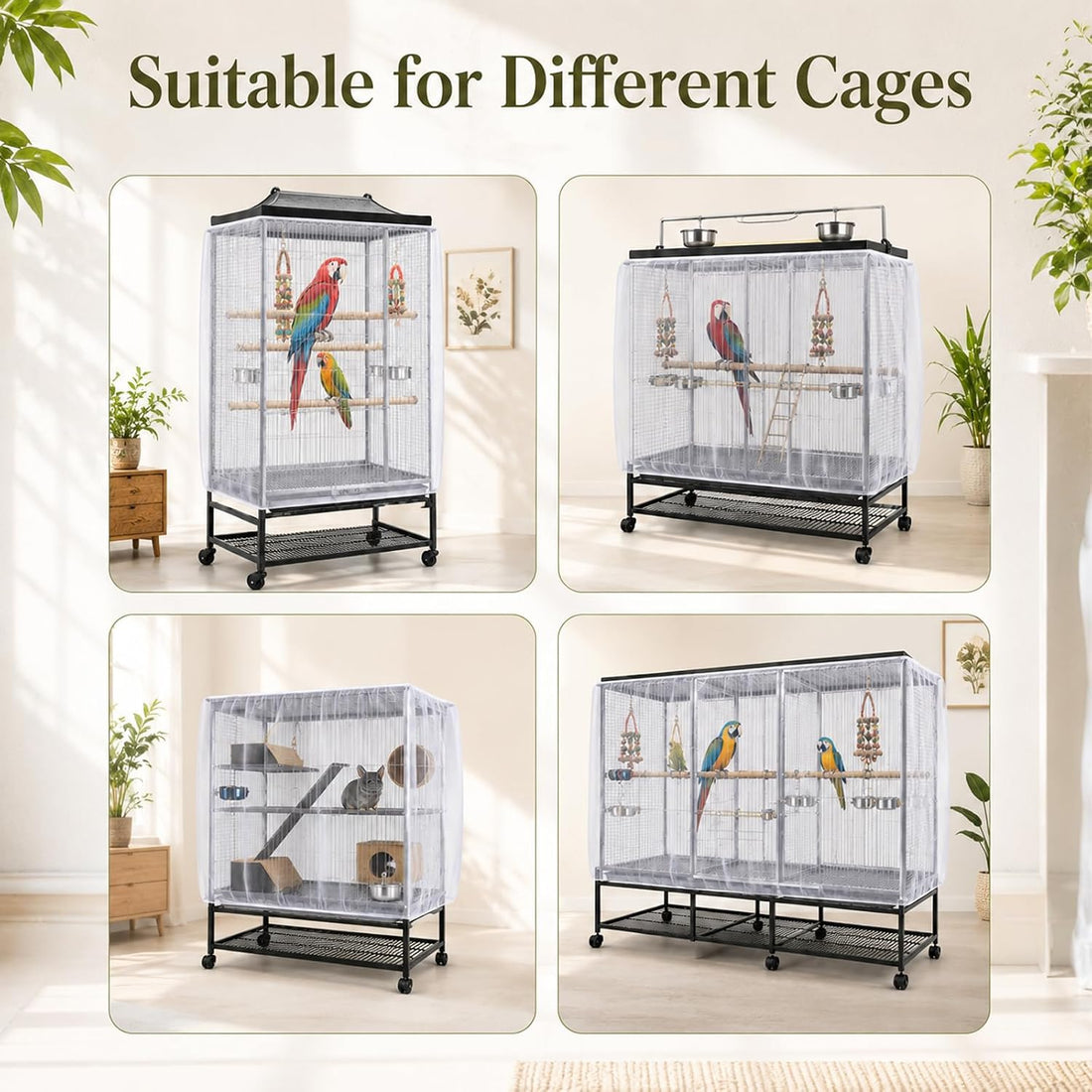 Large Bird Cage Seed Catcher Universal Bird Cages Net Cover
