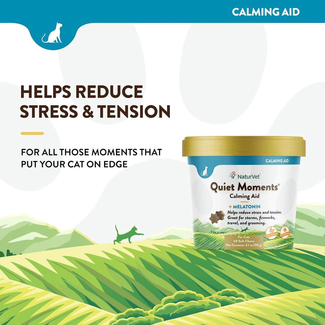 NaturVet Quiet Moments Calming Aid for Cats Plus Melatonin