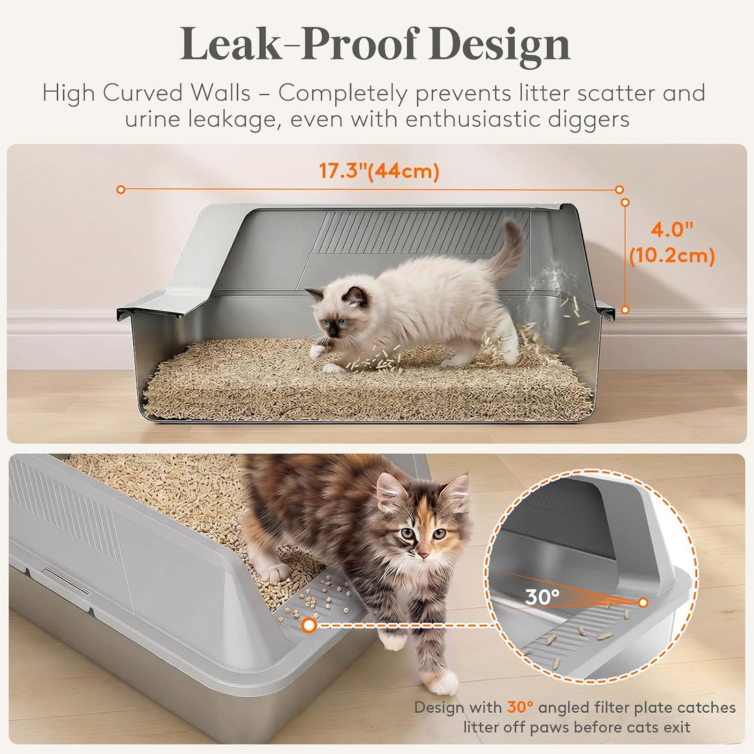 Lifewit Stainless Steel Litter Box for Kitty
