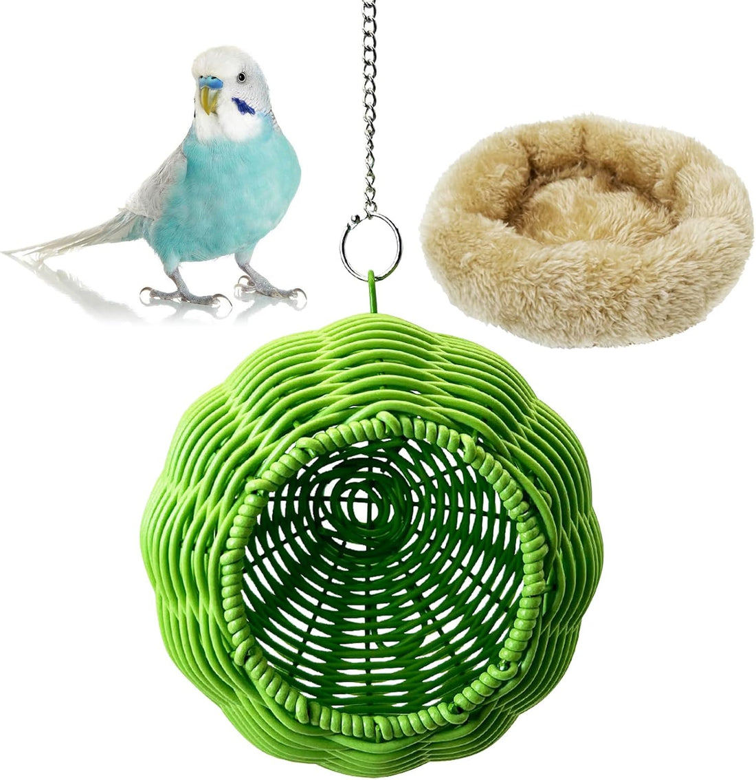 Birds Nest for Cage Rattan Hanging Parakeet House Chewproof