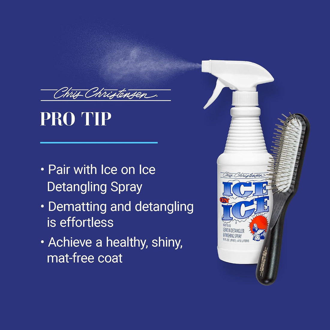Chris Christensen Dog Brush, 20 mm. Ice Slip Dematting Brush