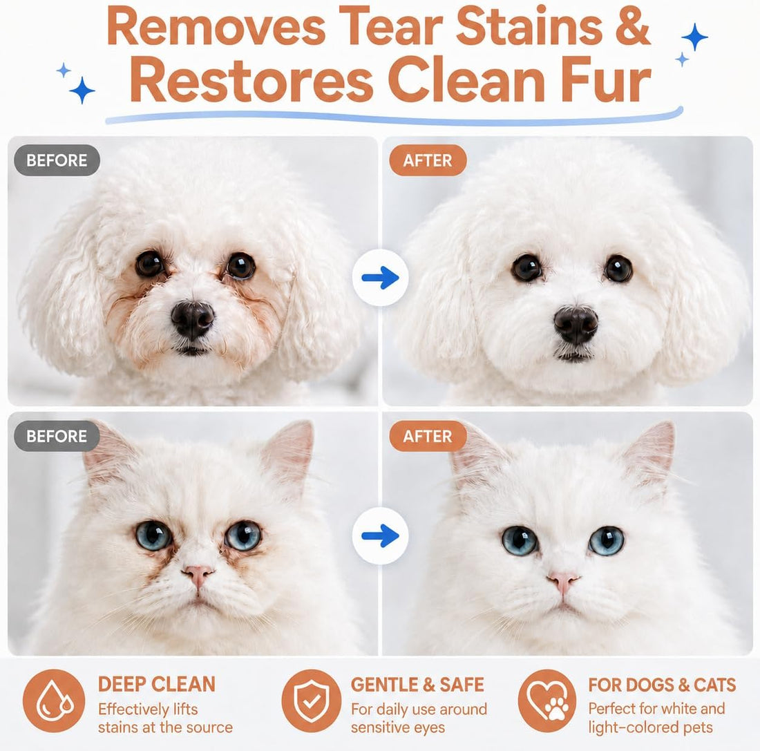 Tear Stain Remover Balm for Dogs & Cats with Soft Brush