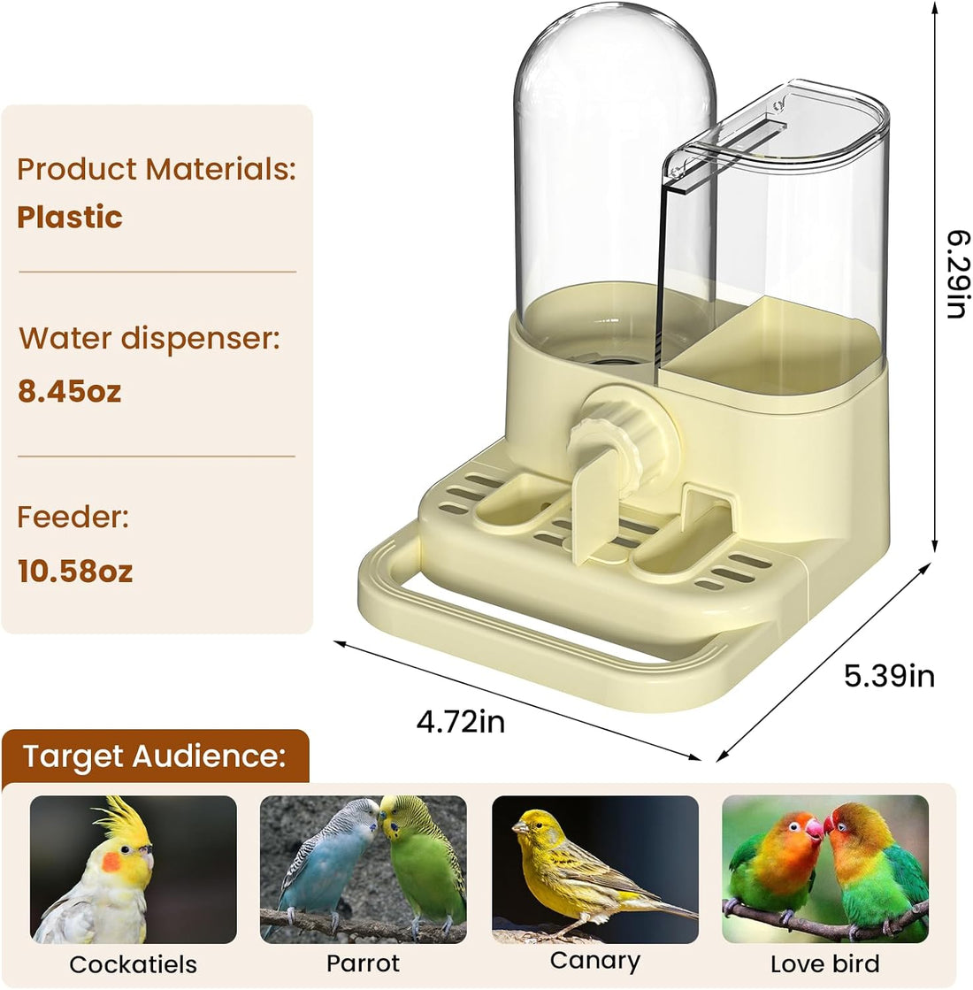2-in-1 Automatic No Mess Bird Feeder & Gravity Waterer Dispenser