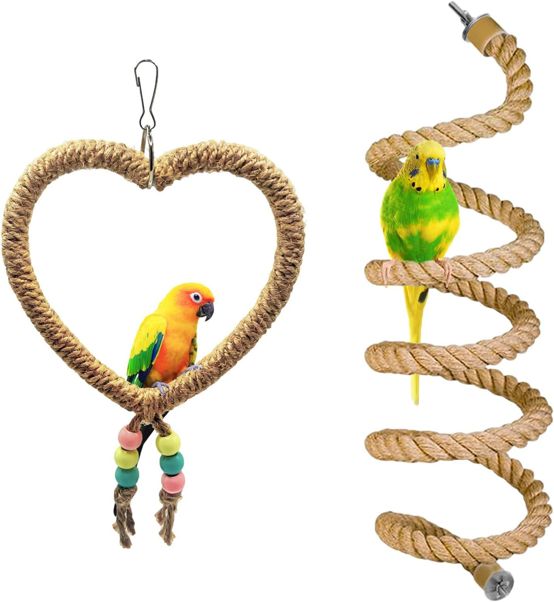 Bird Swing Rings Toy Swing Perch Natural Rattan Hoop Parrot Stand