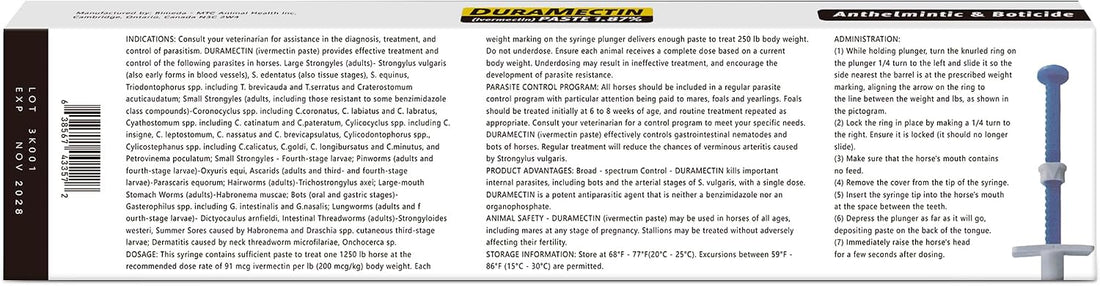 12 Pack Equine Paste 1.87% – Apple Flavored Oral for Horse