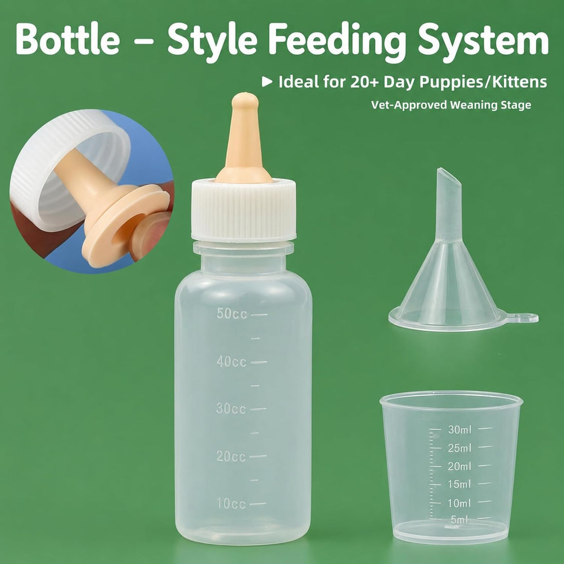 Pet Nursing Kit, Kitten Bottle Feeding Set with Nursing Nipples