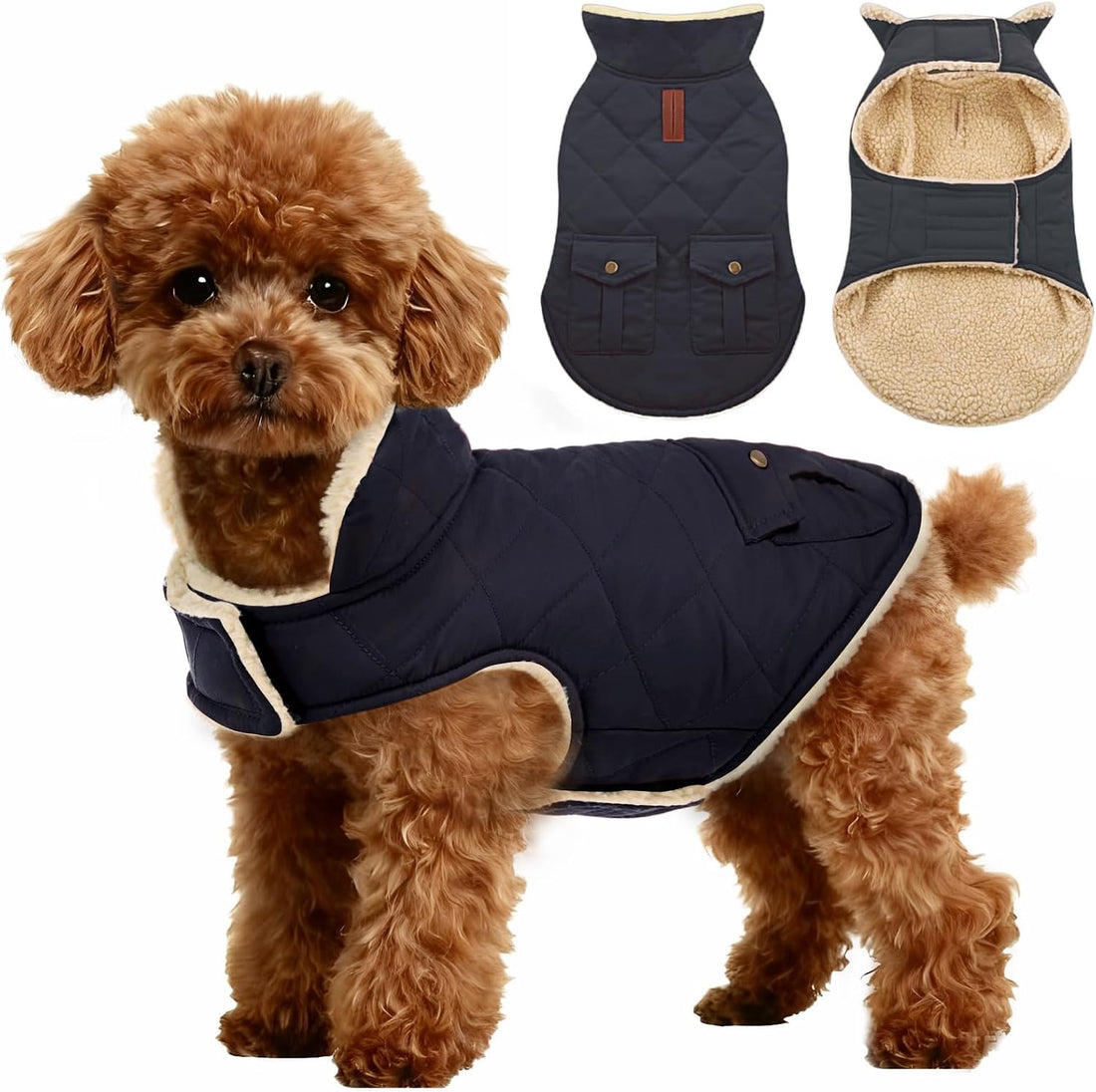 ASENKU Dog Winter Coat, Thick Plush Fleece Lining Dog Jacket