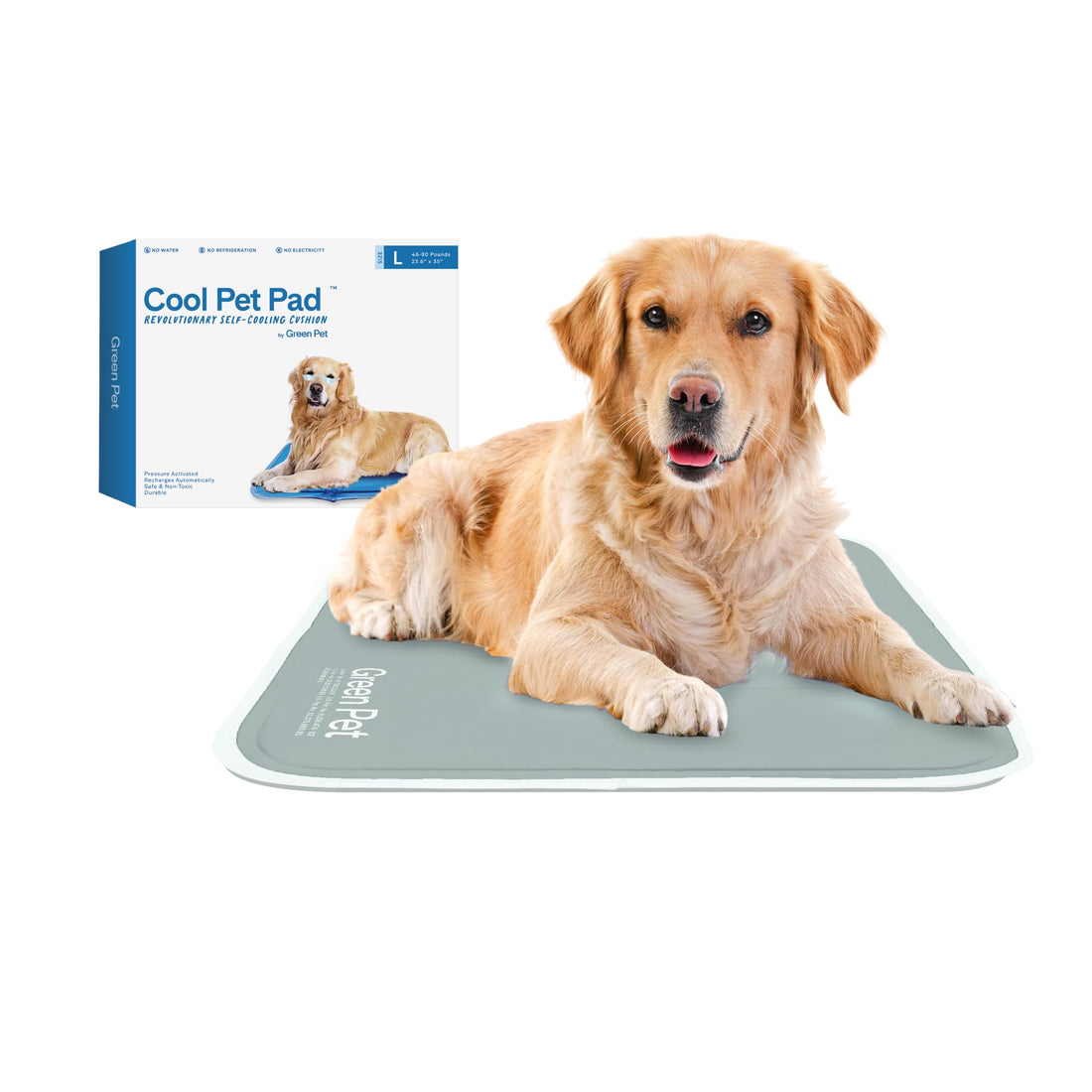 The Green Pet Shop Cool Pet Pad - Large, Sage Grey - Self-Cooling
