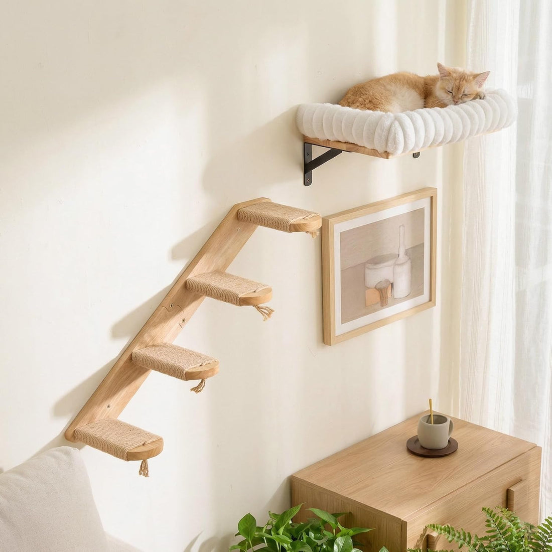 FUKUMARU Cat Wall Shelves, 17 x 10 Inch, Soft Cushion
