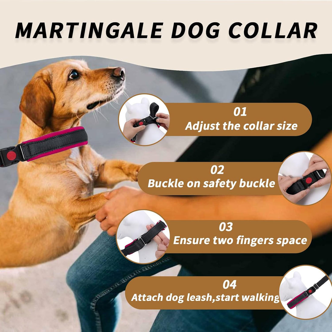 Martingale No Pull Dog Collar for Large Medium Small Dogs