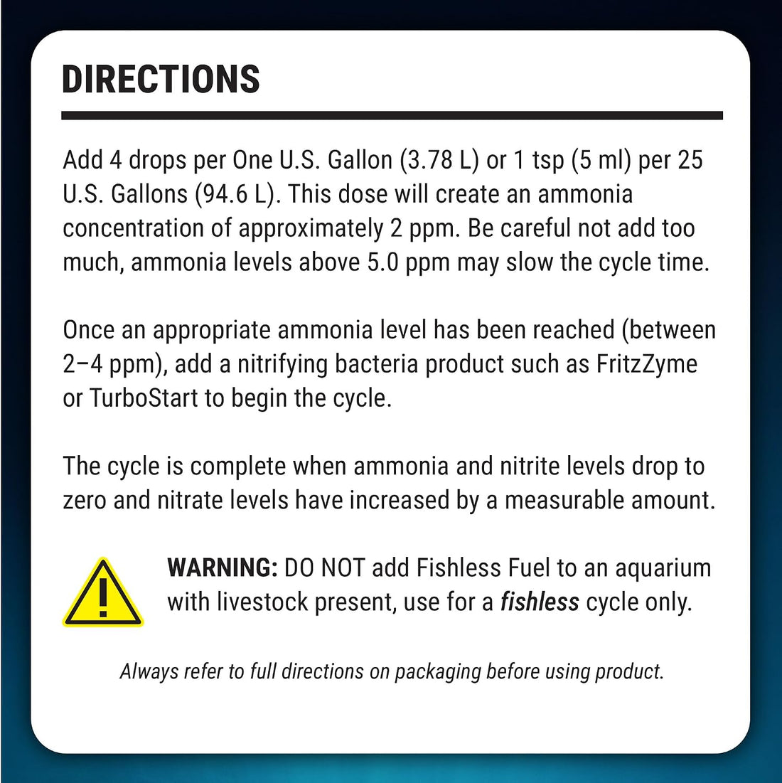 Fritz Fishless Fuel Ammonia Solution for Fishless Aquarium Cycling