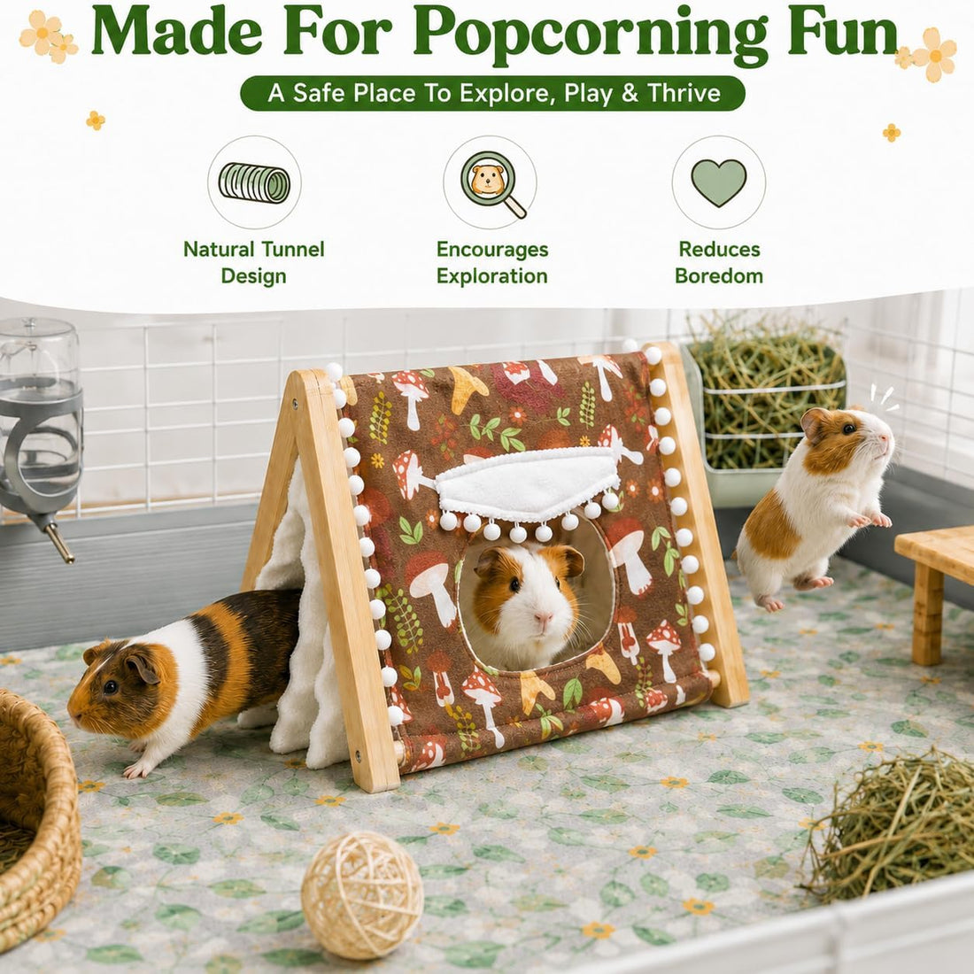 Guinea Pig House, Bamboo Hideout with Window