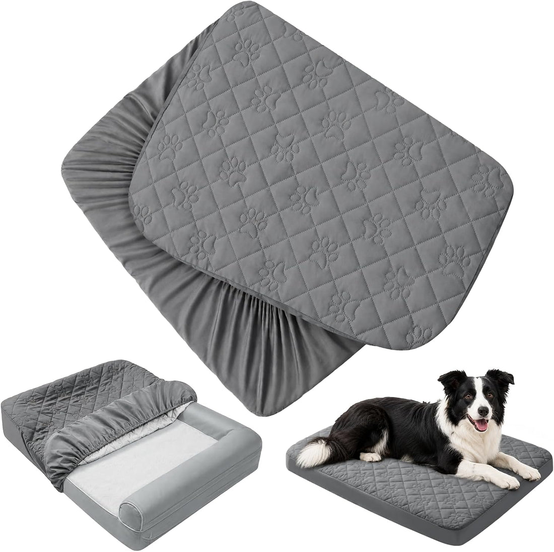 PAWFINITY Waterproof Dog Bed Cover Replacement, Fitted Sheet Washable