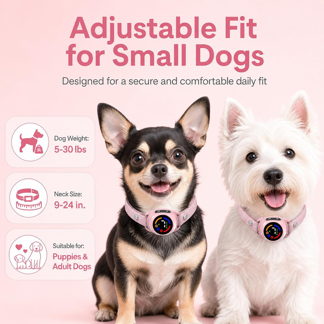 Bark Collar for 5-30 lbs Dogs, No Bark Collar for Small Dogs