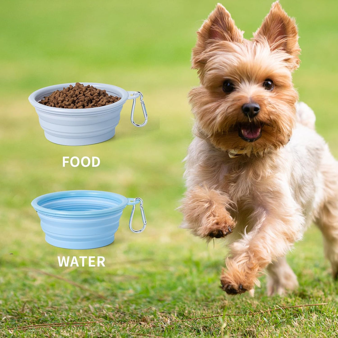 SLSON Collapsible Dog Bowl, 2Pack Macaron Color Pet Travel Bowls