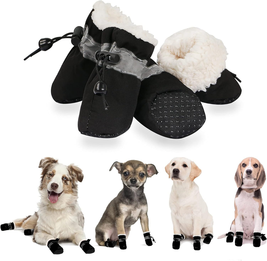 YAODHAOD Dog Shoes for Winter, Dog Snow Boots & Paw Protectors Black 3