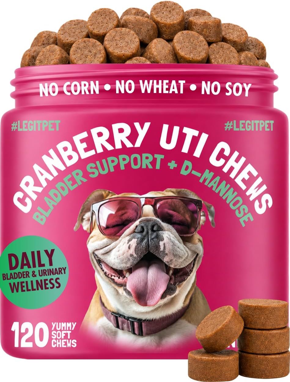 Cranberry UTI Chews for Dogs Bladder Support + D-Mannose Supports