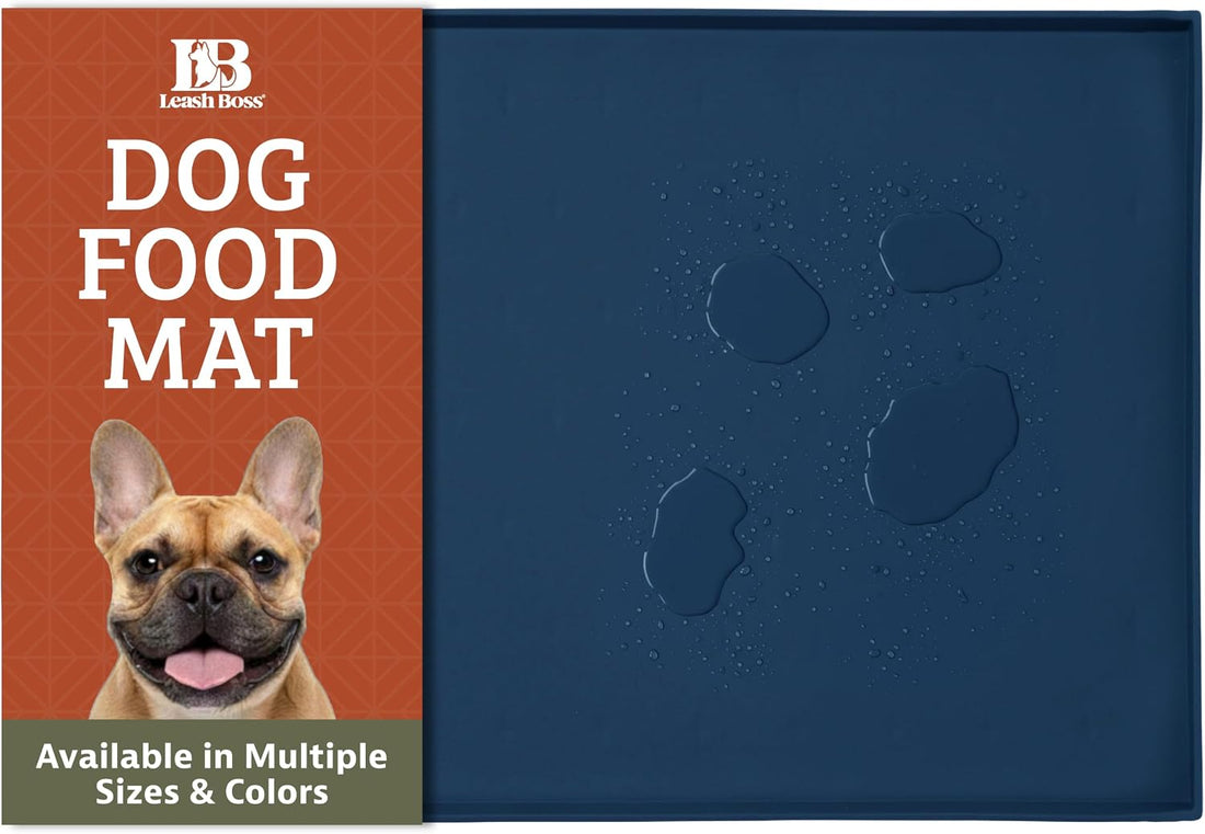 Leash Boss Rectangular Silicone Pet Feeding Mat, Raised Edge, 18 x 11