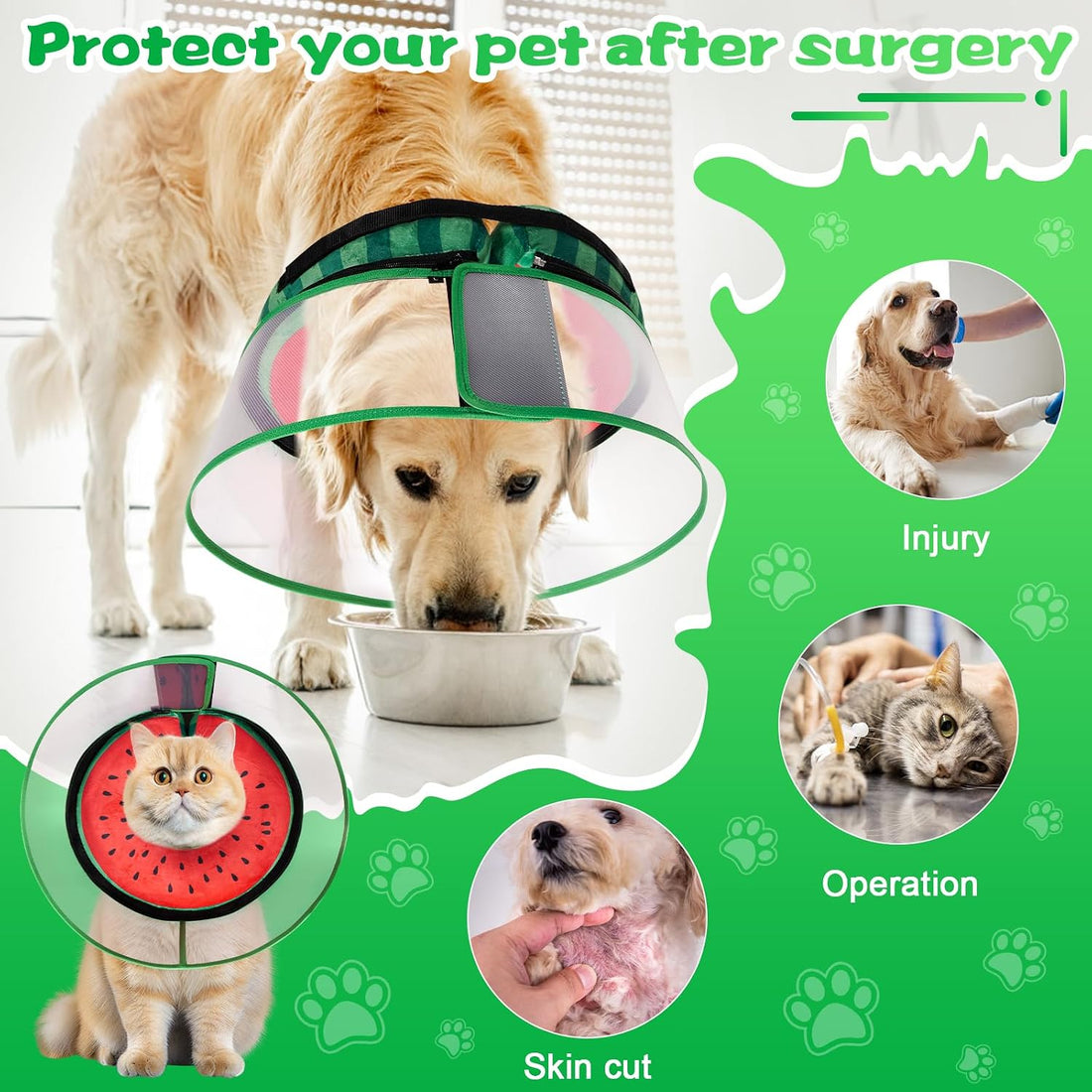 CNEO Inflatable Dog Cone Collar with Detachable Enhanced Anti-Licking