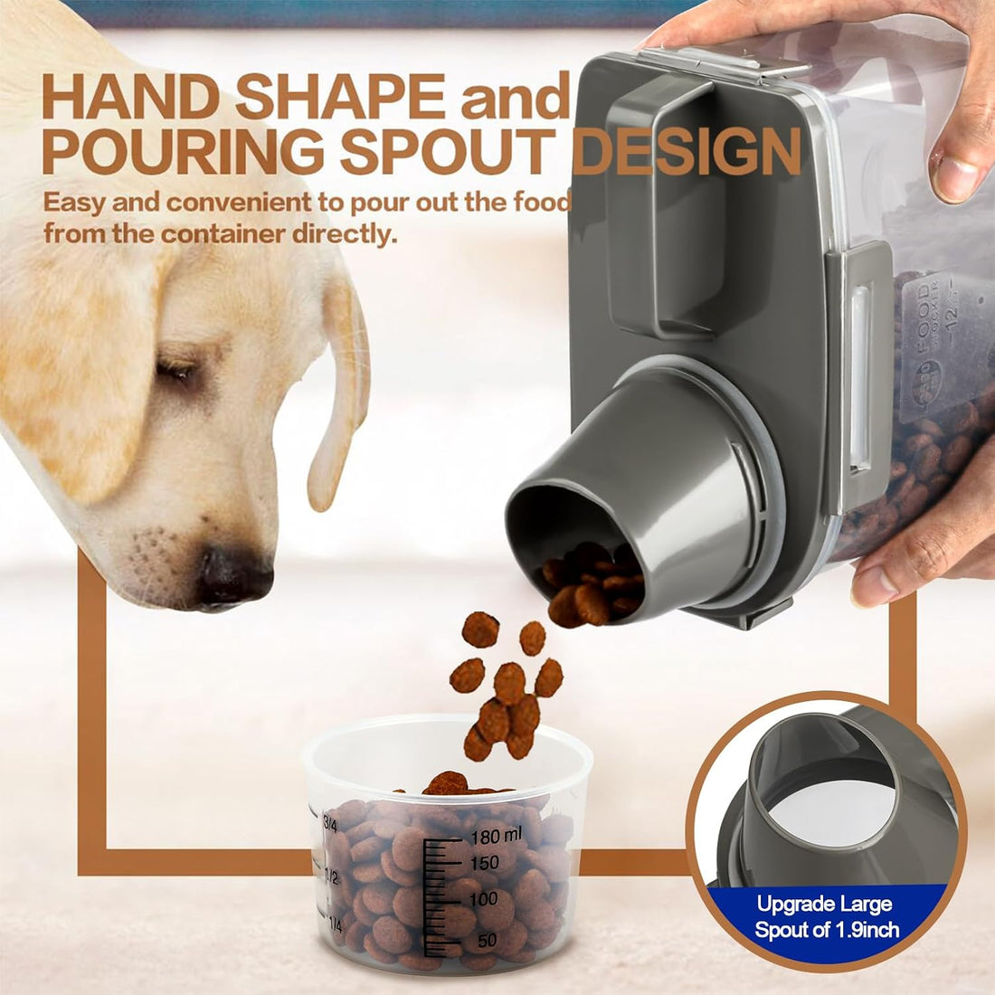 TIOVERY Airtight Pet Food Storage Container with Dispenser