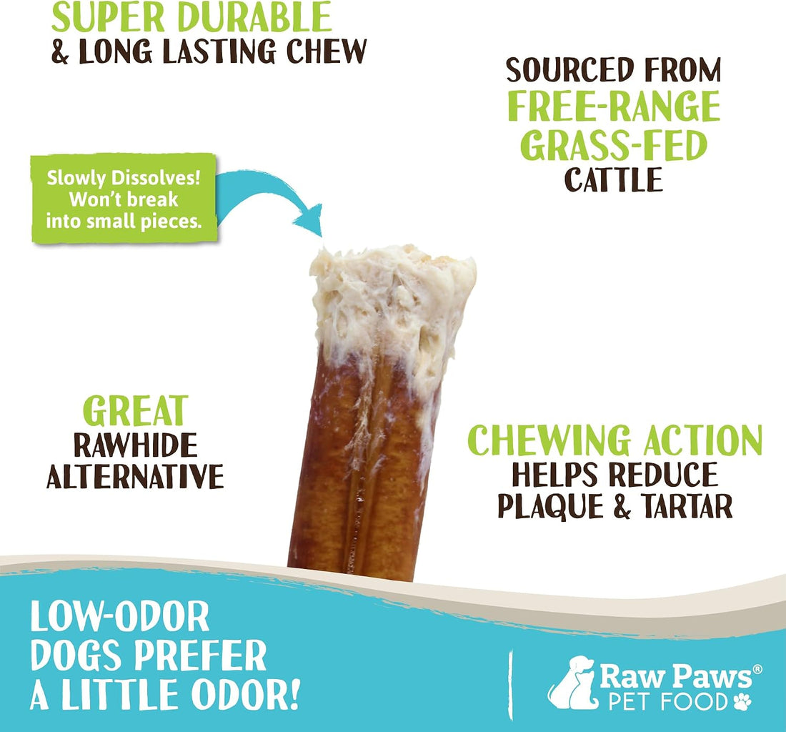 Raw Paws Thin Bully Sticks for Small Dogs, 6-Inch - Low Odor