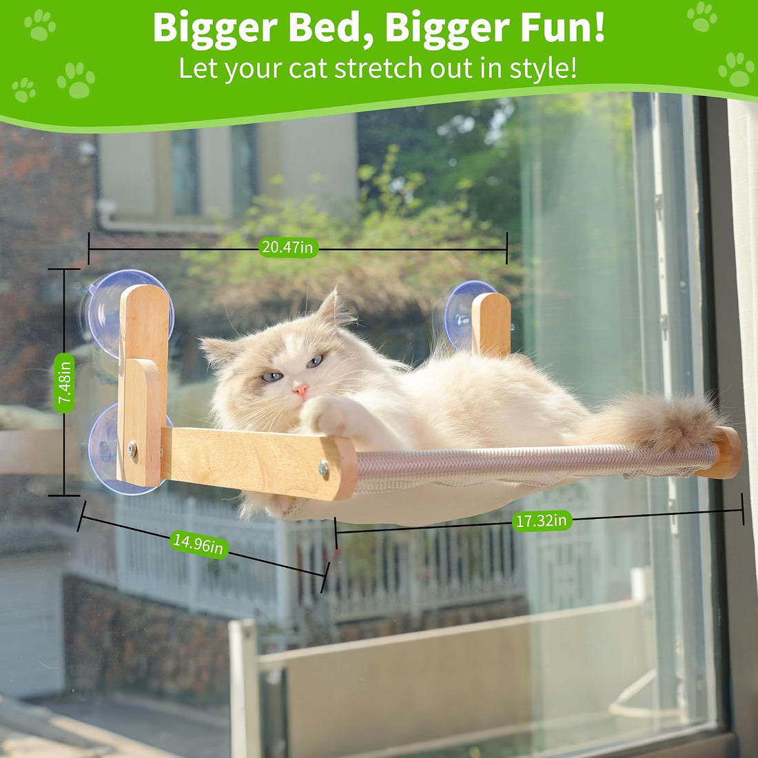 Cat Window Perch, Foldable Cat Hammock with Breathable Mesh Cover