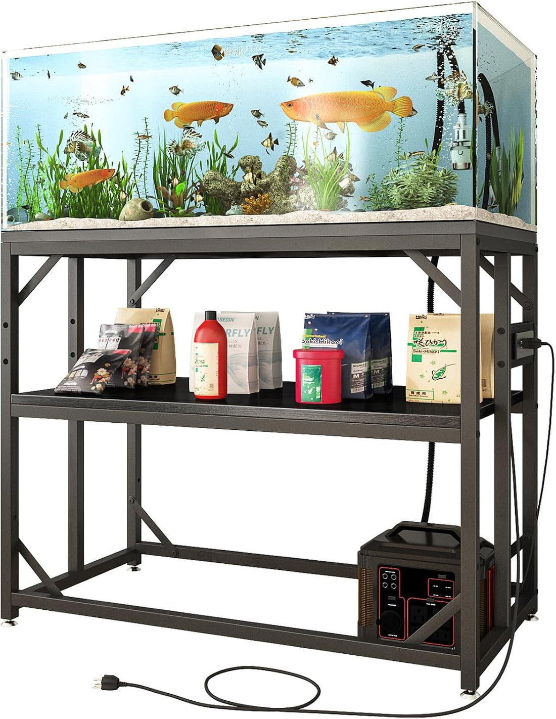 METYERRY 40 Gallon Fish Tank Stand with Power Outlet,Adjustable Shelf