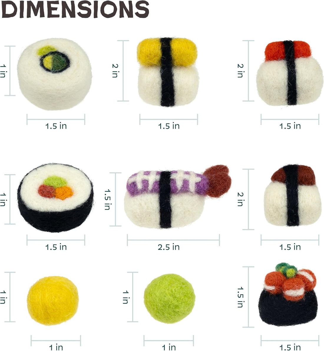 Woolbuddy Sushi Cat Toy Set – Wool Felt Interactive Toys for Indoor