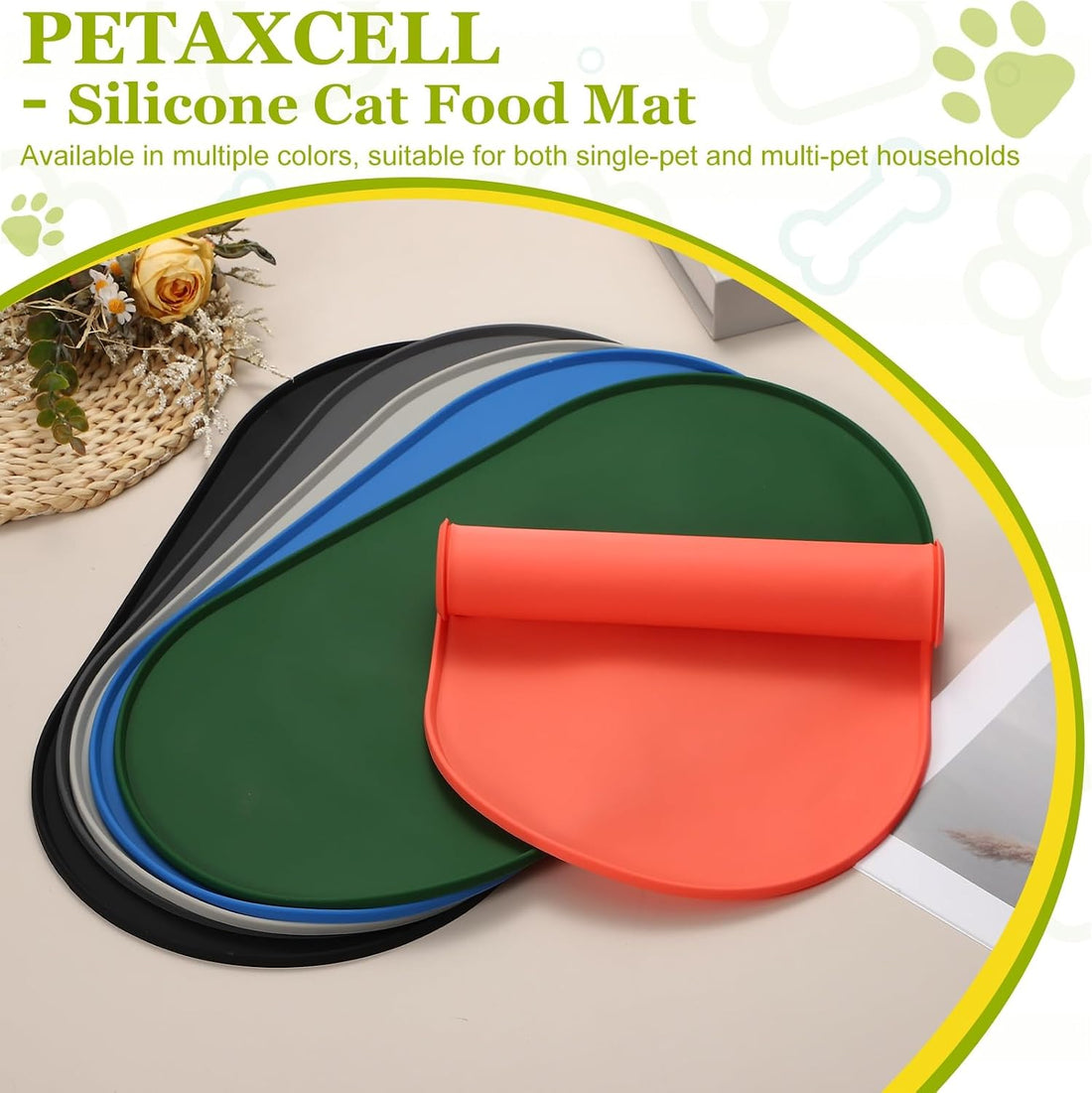 Cat Food Mat 18x10 Inch Silicone Pet Feeding Mat