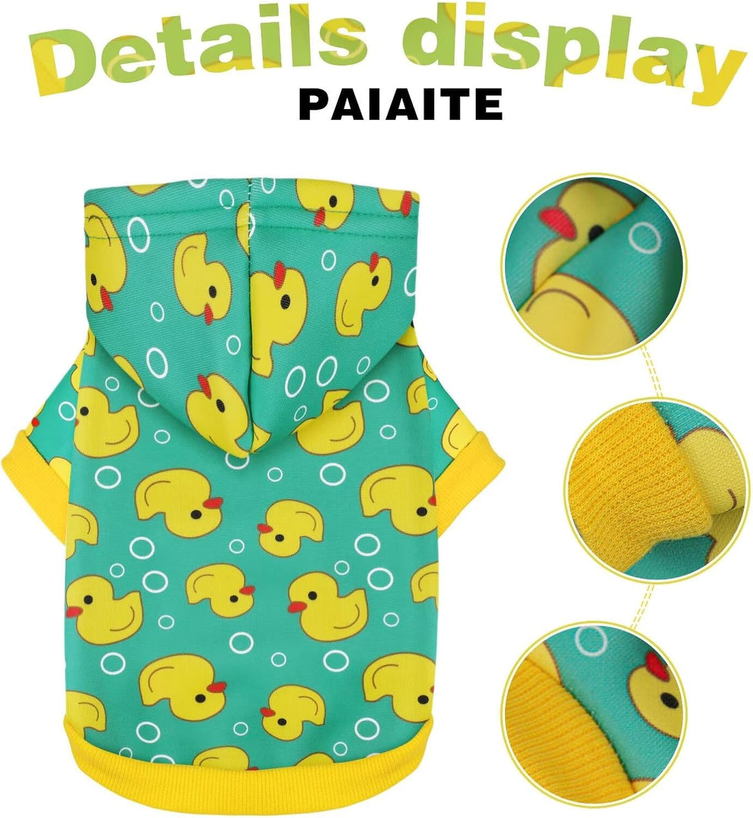 Yellow Duck Pattern Dog Hoodie Sweatshirt:Stylish with Hat