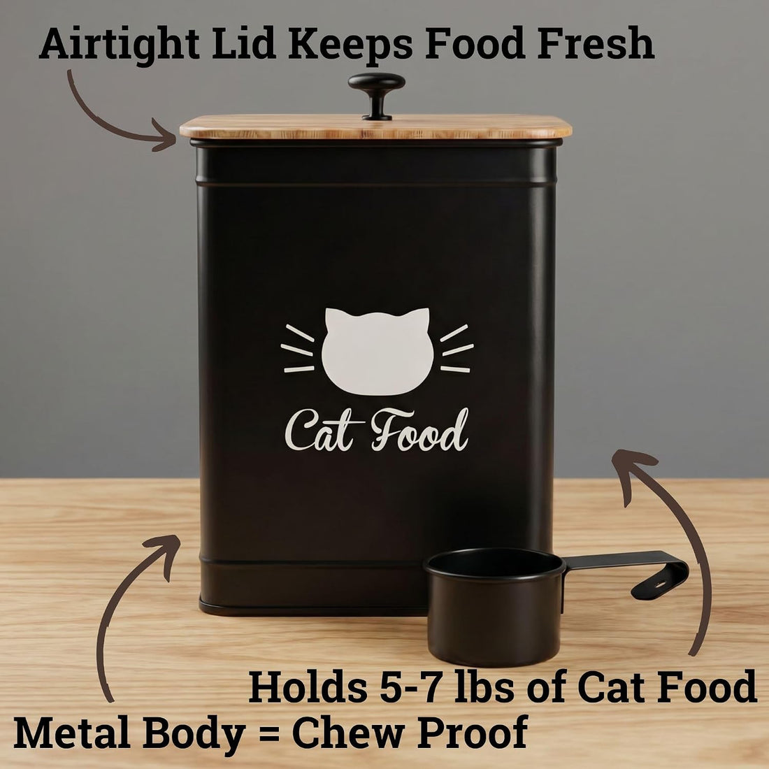 Cat Food Storage Container with Scoop