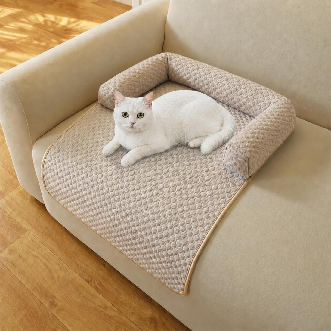 Cooling Pet Bed Mats with Neck & Head Support, 31.5 x 23.62 inch Khaki