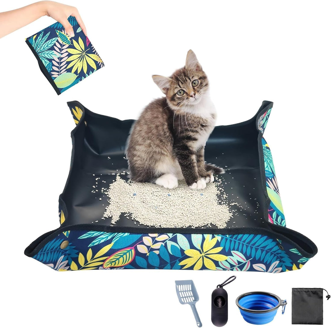 BNOSDM Foldable Travel Litter Box Set for Cat 5 PCS Portable Low Entry