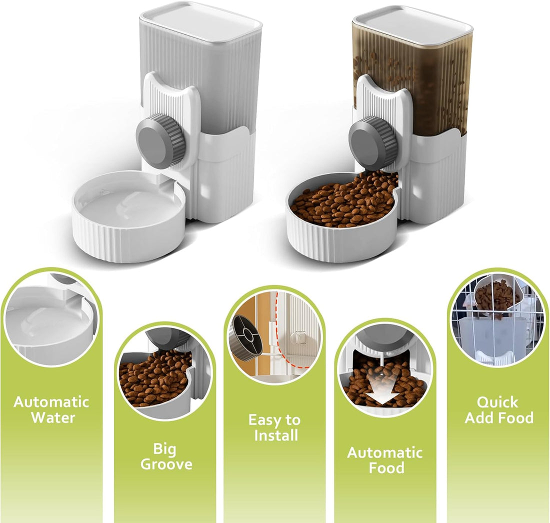 Hanging Cage Auto Pet Food Bowl Water Bottle Dispenser, 1L