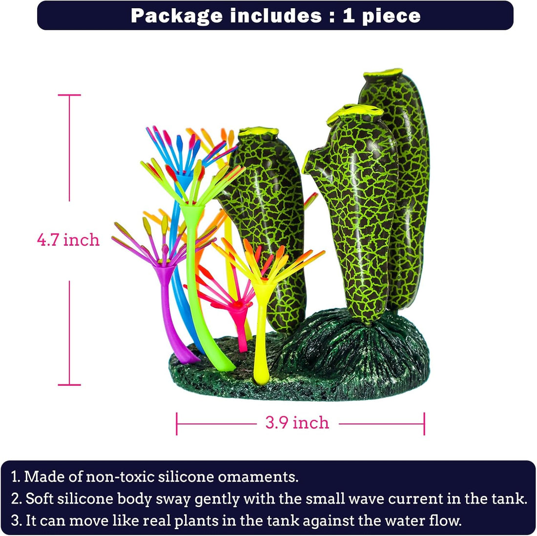 Glow-in-the-Dark Silicone Coral Aquarium Decor Blue