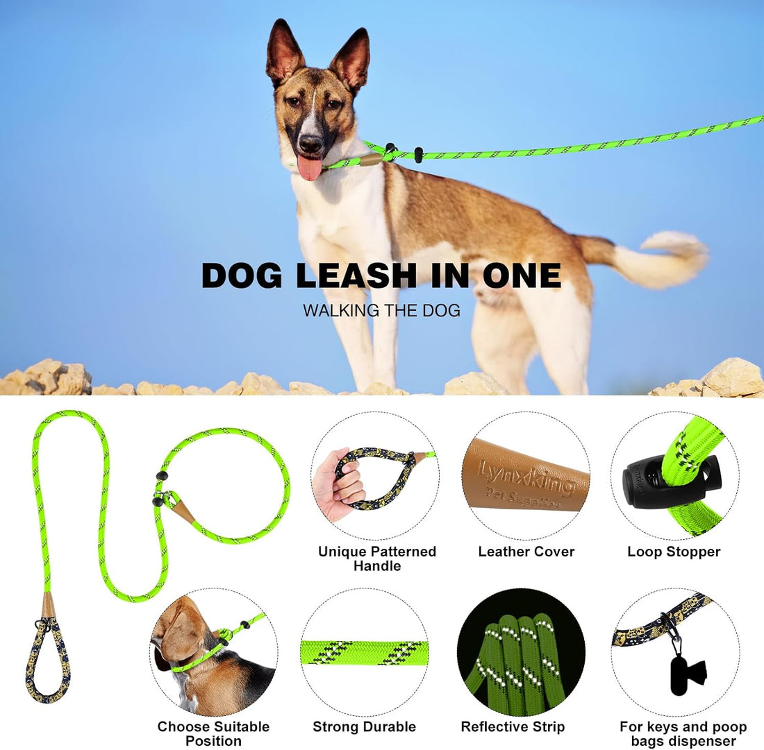 Slip Lead Dog Leash Reflective Training Durable Braided Rope Leashes