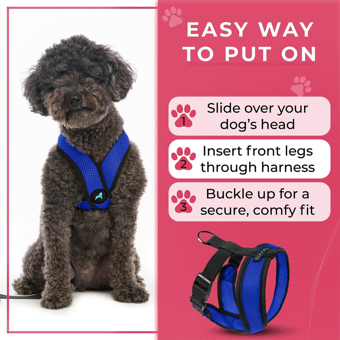 Gooby Comfort X Head-in Dog Harness, Choke-Free, Blue, Medium