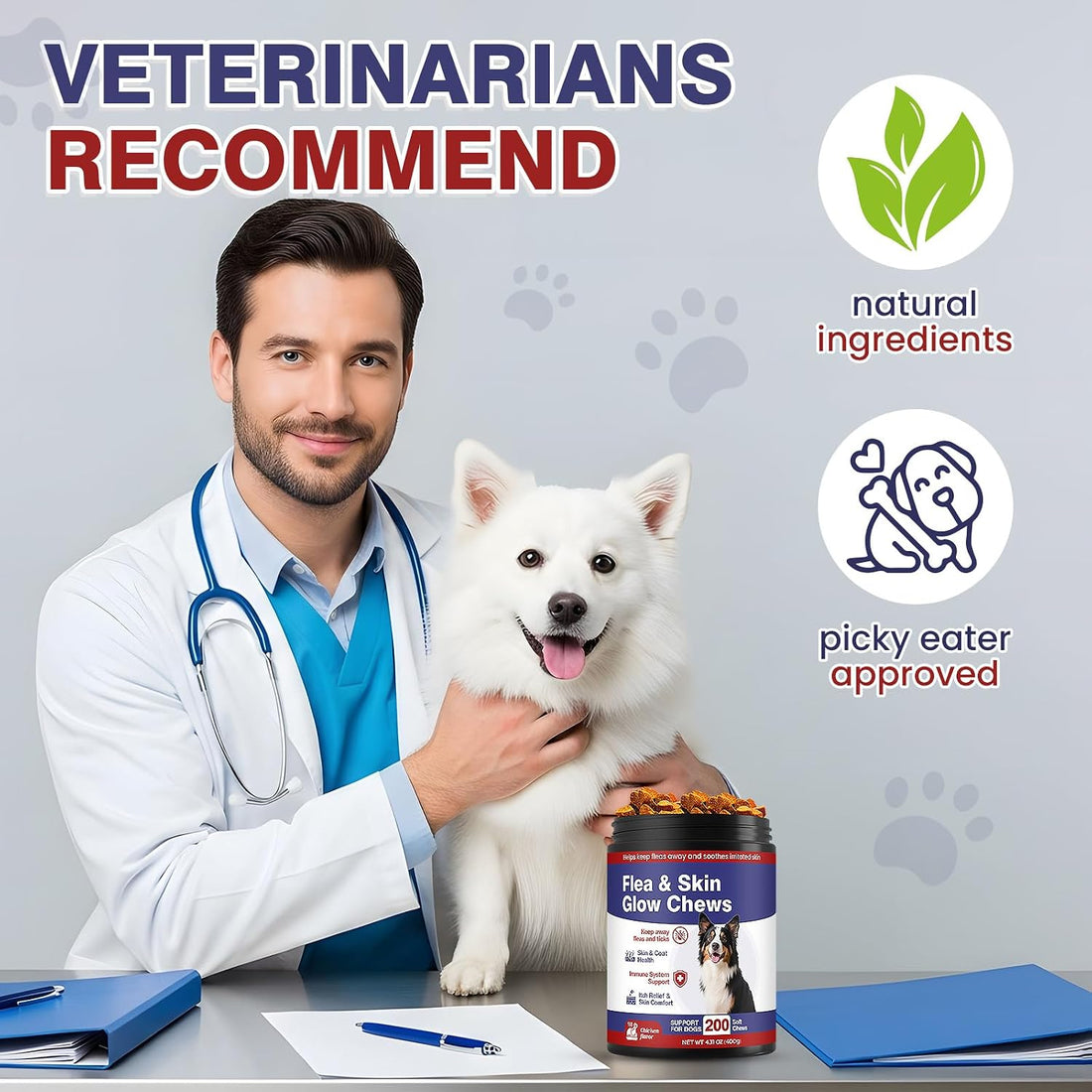 Dog Flea and Tick Support Chewable 200 Chews Natural Soft Chew
