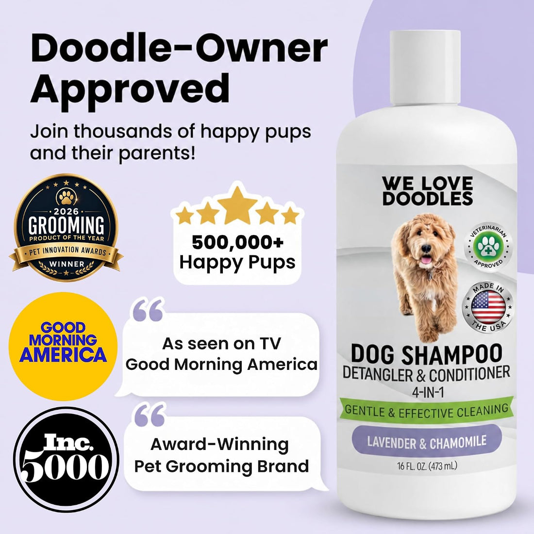 Dog Shampoo, Conditioner & Detangler - Best Shampoo for Goldendoodles