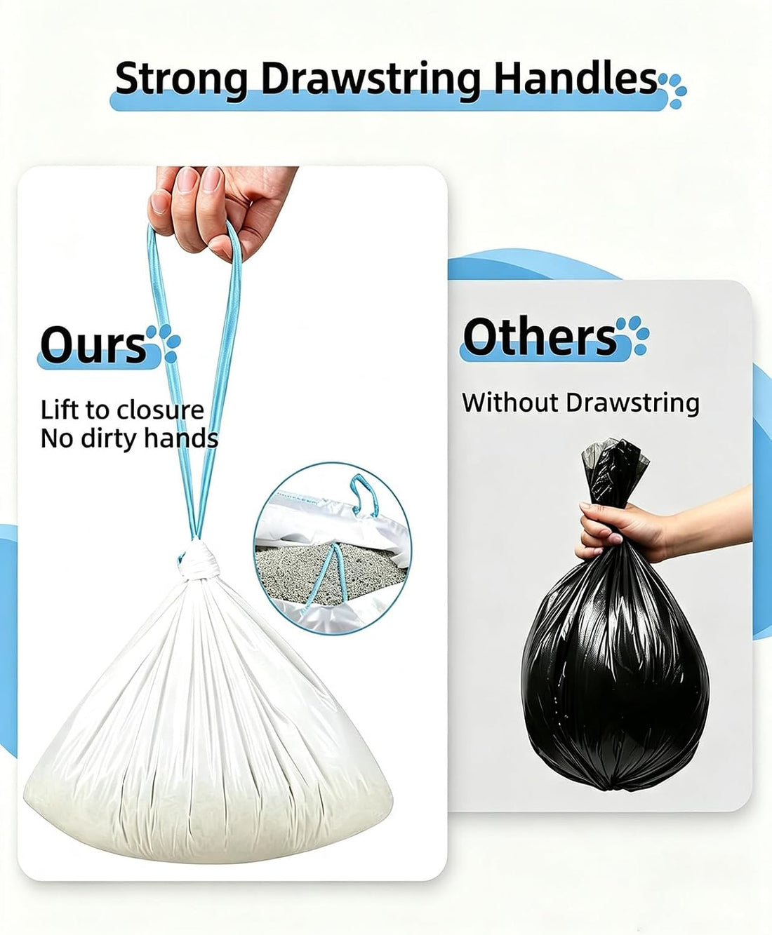 120 Count Drawstring Cat Litter Bags Compatible