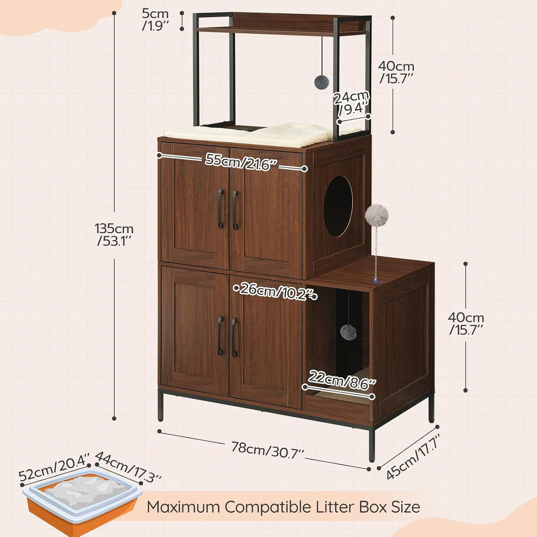 HOOBRO Litter Box Enclosure, Litter Box Furniture with Storage