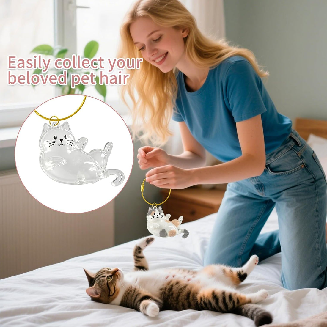 4 Pcs Cat Hair Keepsake Bottles, Pet Hair Memorial Keychain