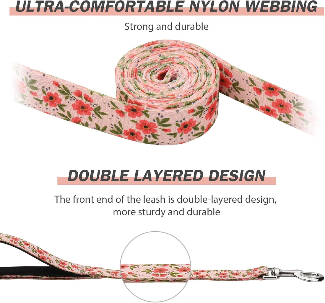 Hikiko 6FT Dog Leash Padded Double Handle with Designed Pattern