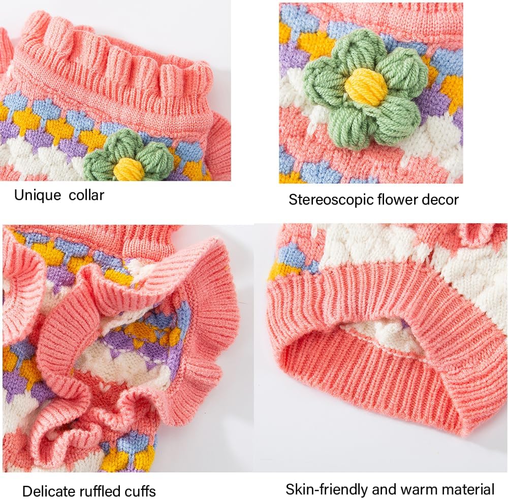 Anelekor Small Dog Sweater, Knitted Tulip Cat Sweater